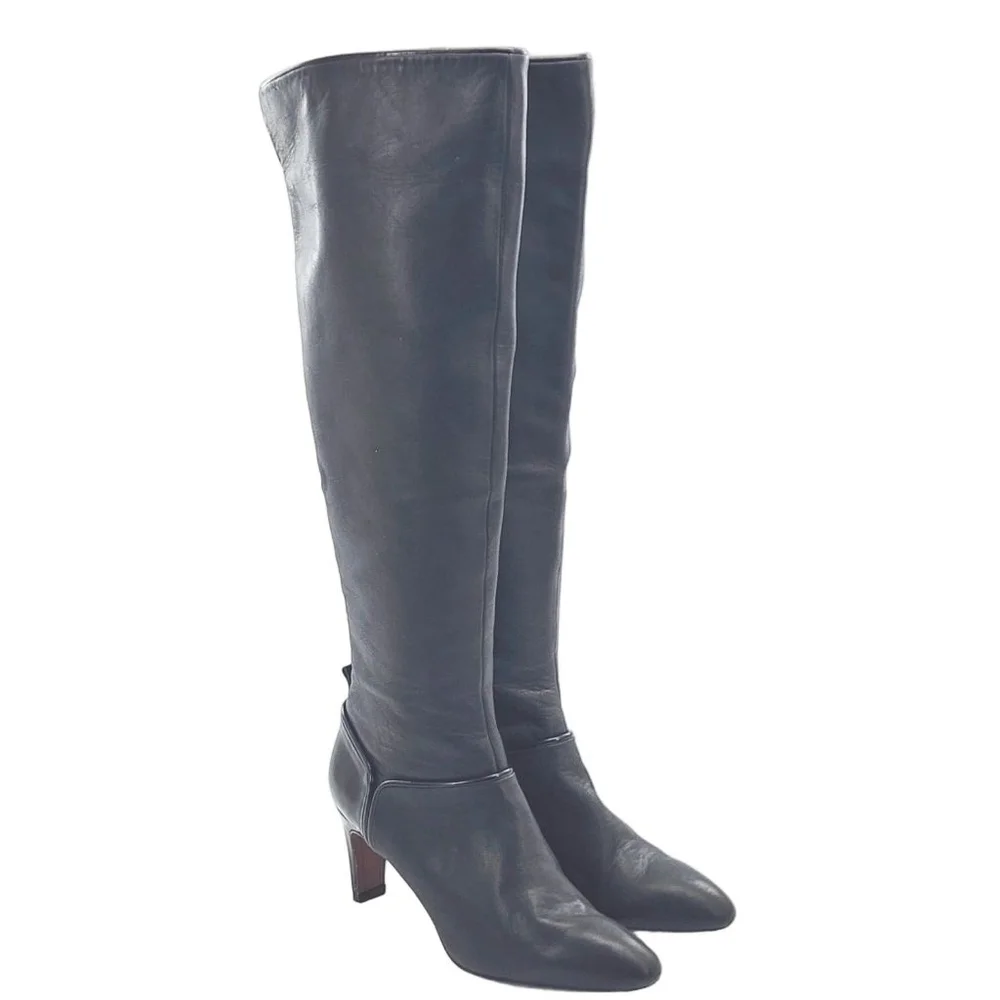 10‎ CROSBY DEREK LAM Black Leather Over the Knee Boots 9.5